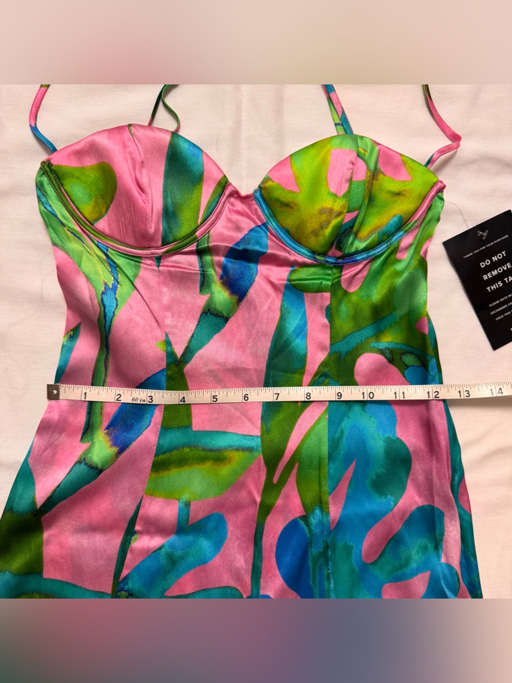 Retrofete Silvana Silk Dress in Jade Tropical Leaf - Picture 9 of 13